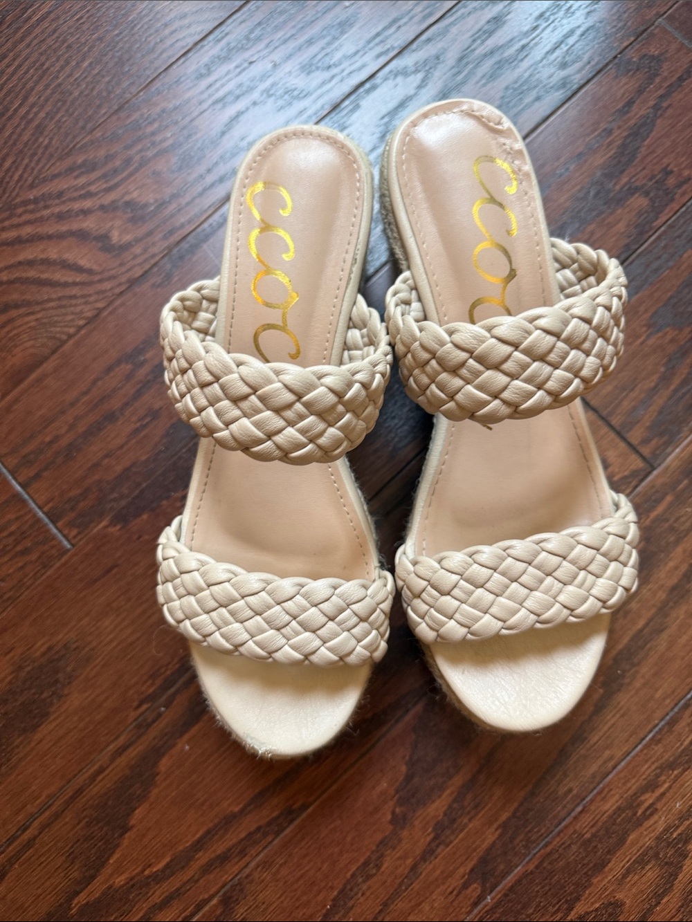 Braided Strap cream Women's Slide Sandals
